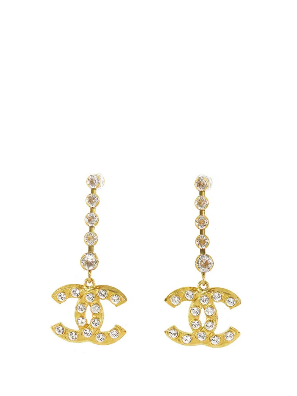 CHANEL Pre-Owned 2020 Gold Plated CC Crystal Drop Earrings costume earrings | Farfetch Global