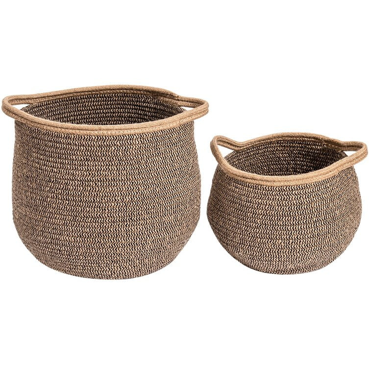 Rolife Set of 2 Cotton Rope Laundry Basket,Woven Baby Laundry Basket with Handle Linen Storage Co... | Walmart (US)