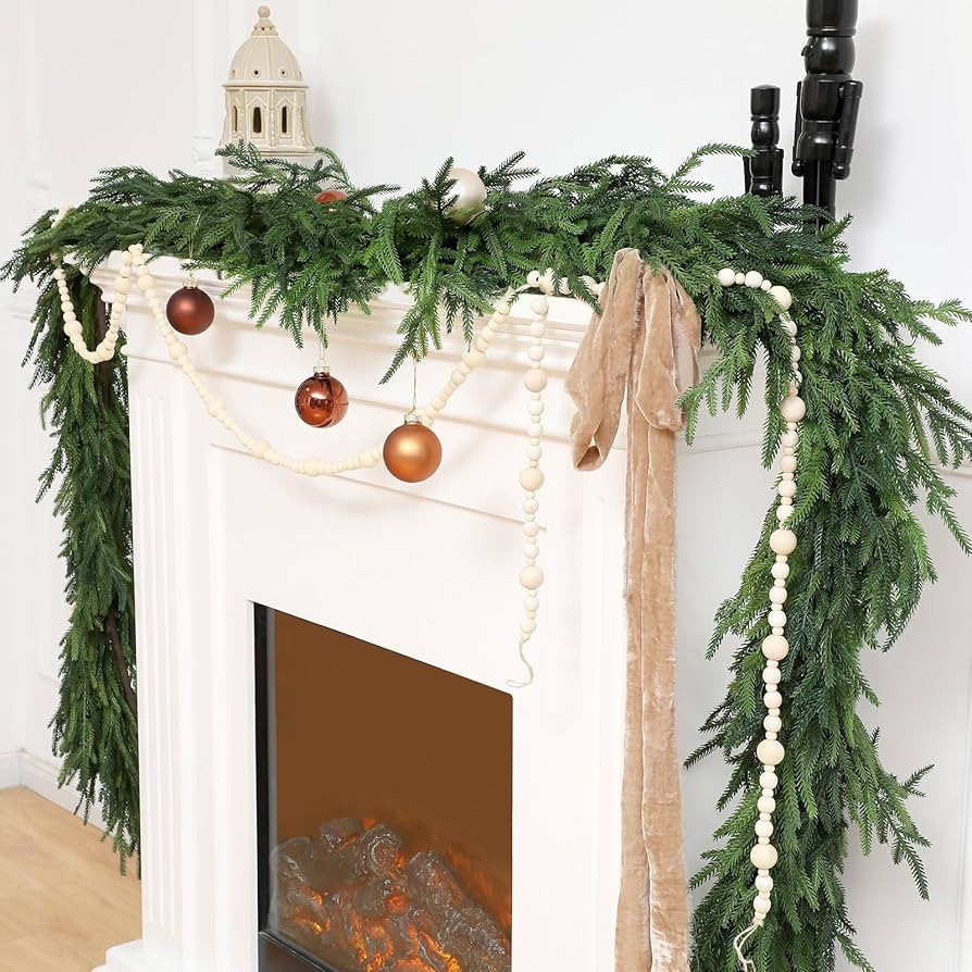 Jutom 1 Pcs Christmas Deluxe Norfolk Pine Garlands Realistic Norfolk Pine Garland Faux Christmas ... | Amazon (US)