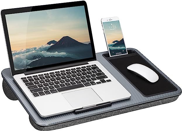 LapGear Home Office Lap Desk with Device Ledge, Mouse Pad, and Phone Holder - Silver Carbon - Fit... | Amazon (US)
