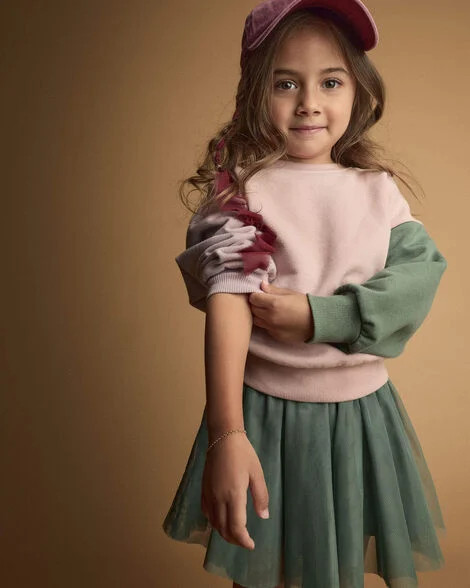 Toddler Girl Colorblock Pullover Sweatshirt - Light Pink/Mauve/Olive - Otter Avenue | Carter's | Carter's Inc