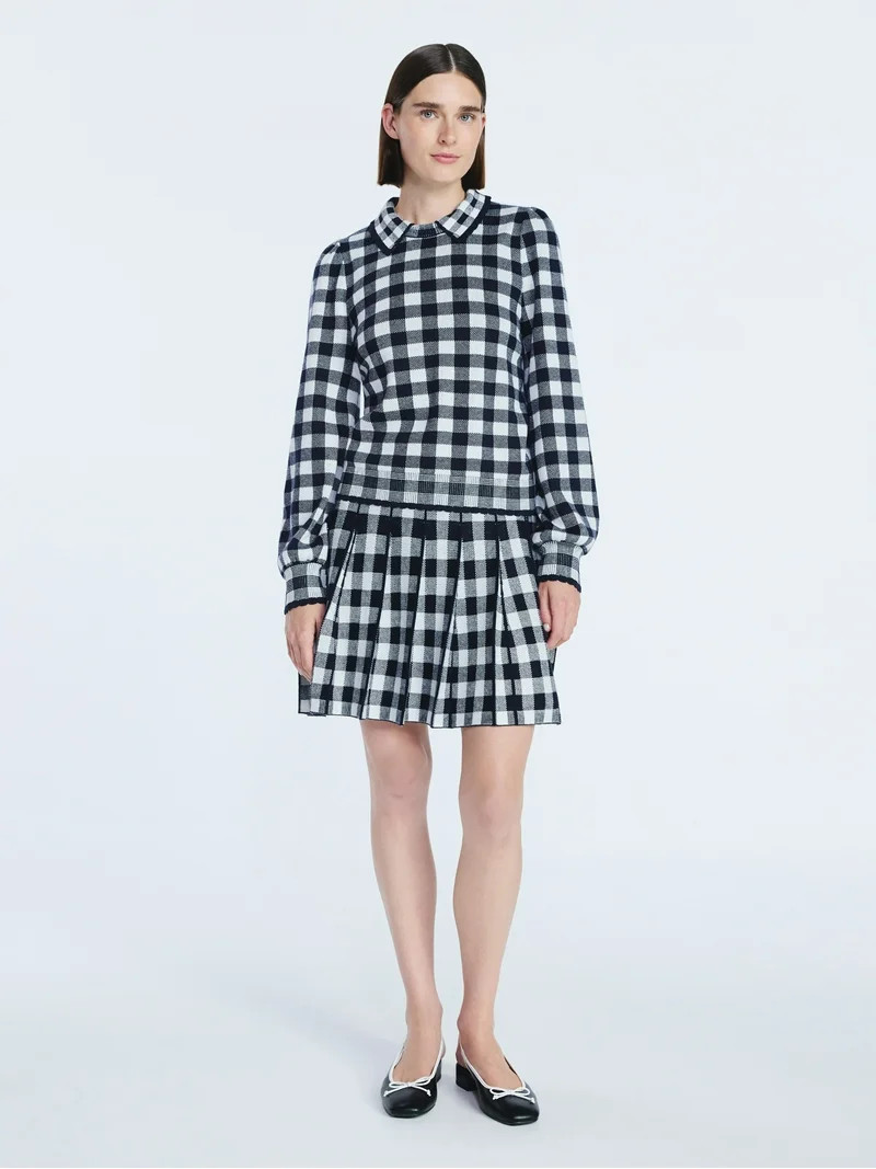 Free Assembly Women's Collared Sweater with Long Puff Sleeves, Midweight, Sizes XS-XXL | Walmart (US)