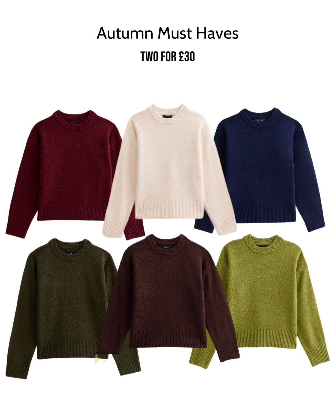 AUTUMN MUST HAVE 🐻☔️🍁

Knitwear on a budget!! 💸 I had these jumpers last year and I’ve already got them out and in the wardrobe ready for this autumn/winter. 

2 for £30 👏🏻

New look knitwear brown burgundy cream layering staple wardrobe must have autumn winter

#LTKstyletip #LTKuk #LTKautumn