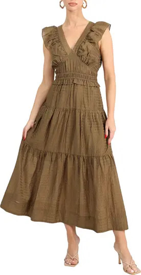 Ennie Textured Tiered Midi Dress | Nordstrom