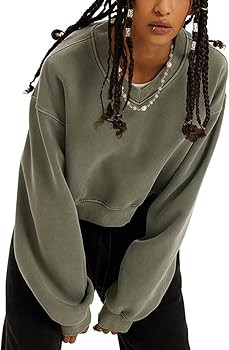 Hatant Sweatshirt for Women Acid Wash Athletic Hoodie Heritage Fleece V-neck Long Sleeve Hoodie F... | Amazon (US)