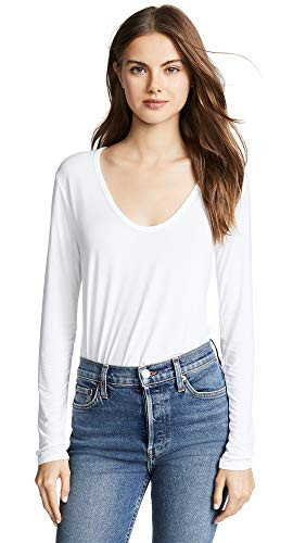 Splendid womens Long Sleeve Tee Shirt, White, X-Large US | Amazon (US)