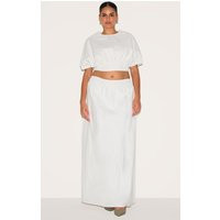 Plus White Sheered Waist Low Rise Maxi Skirt | PrettyLittleThing US