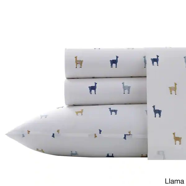 Poppy & Fritz Cotton Percale Printed Bed Sheet Sets - Twin - llamas | Bed Bath & Beyond