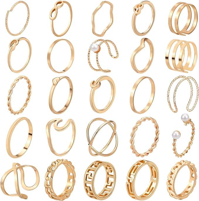 ONESING 25-40 Pcs Knuckle Rings for Women Stackable Rings Sets Girls Bohemian Retro Vintage Joint... | Amazon (US)
