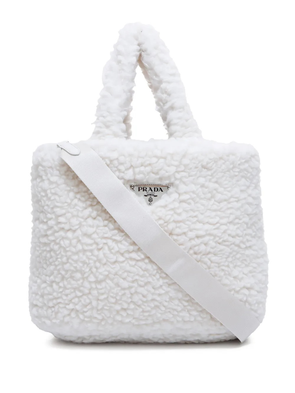Prada Pre-Owned shearling two-way bag - White | Farfetch Global