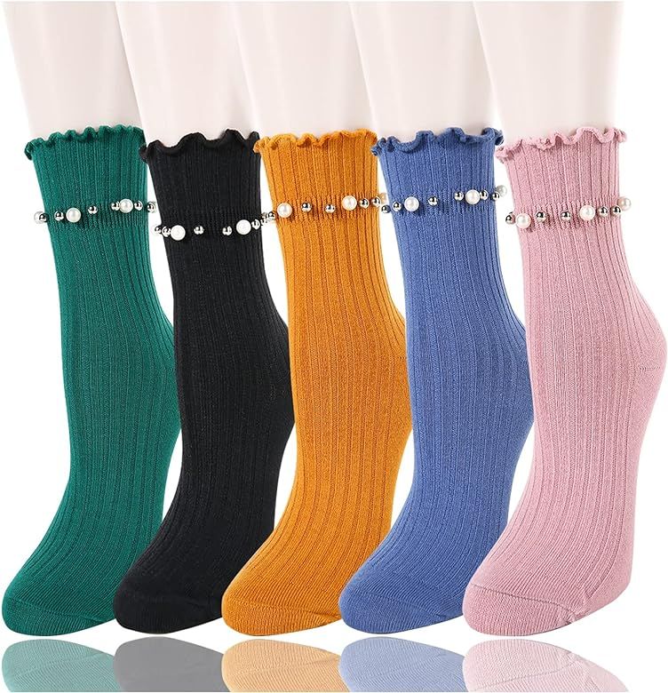 Benefeet Sox Womens Ruffle Socks Cute Cotton Crew Socks Frilly Slouch Dress Socks Lettuce Trim Tu... | Amazon (US)