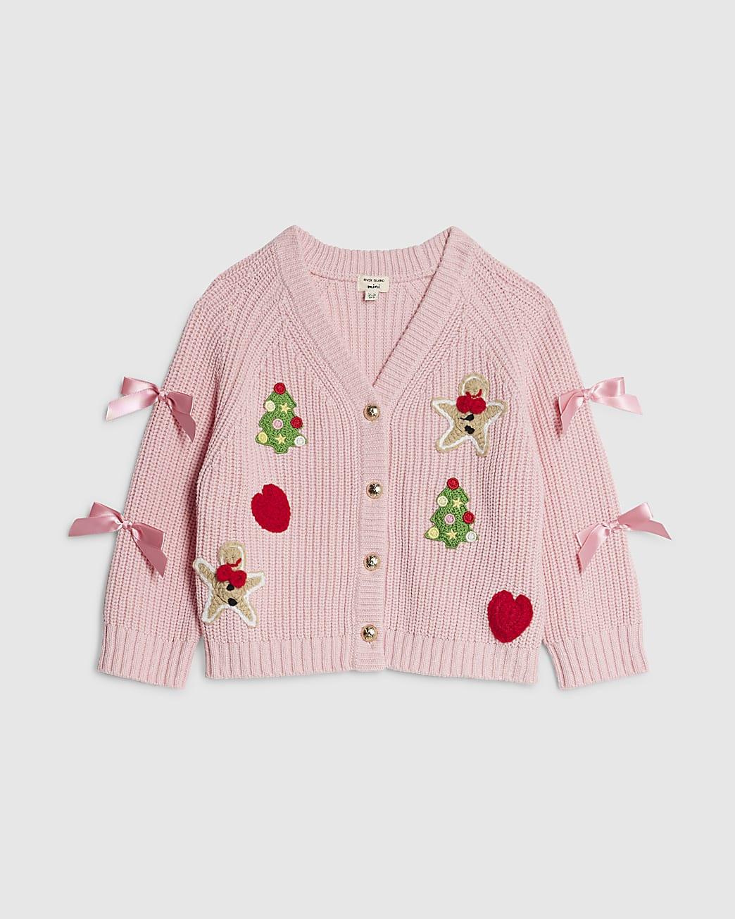 Mini Girls Pink Christmas Cardigan | River Island UK & IE