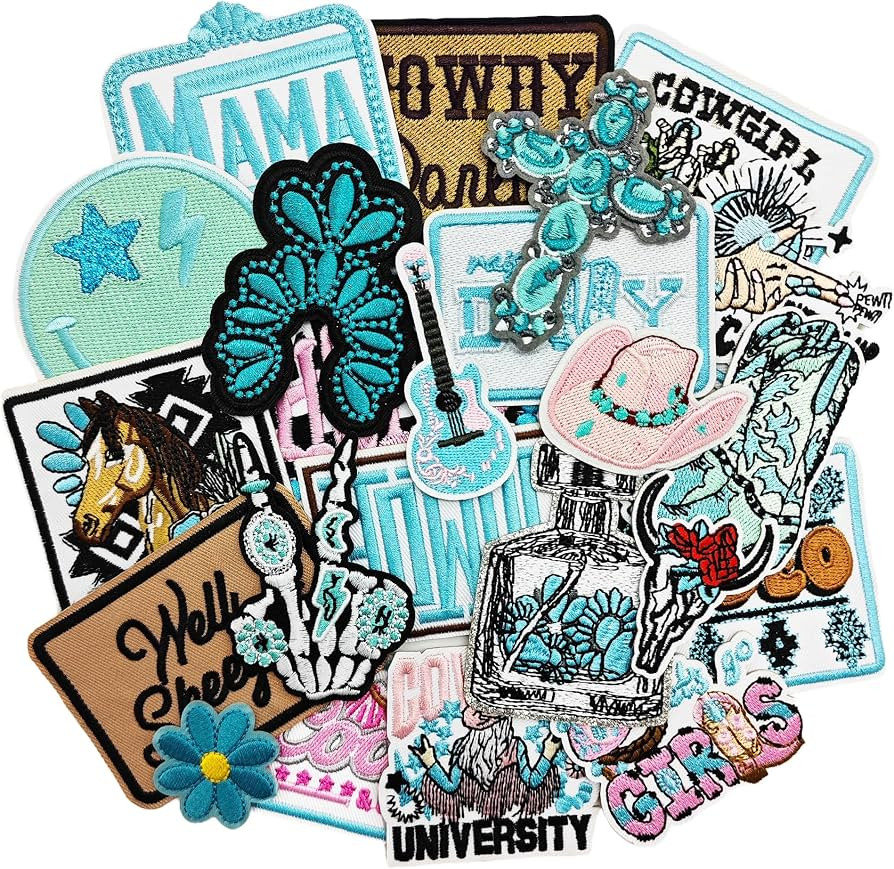 23PCS Western Iron On Patches Cowgirl Cowboy Embroidered Patches for Trucker Hats Jackets Backpac... | Amazon (US)