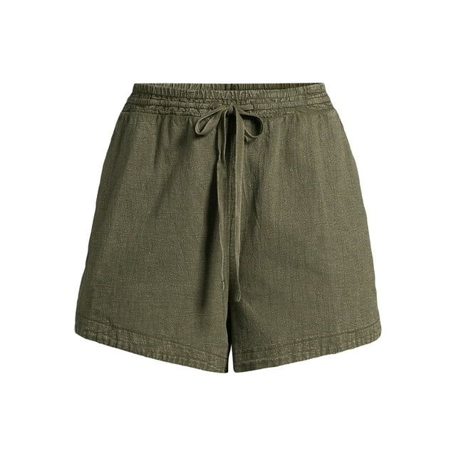Time and Tru Women's Garment Dye Pull On Shorts, 3.5" Inseam, Sizes XS-3XL | Walmart (US)