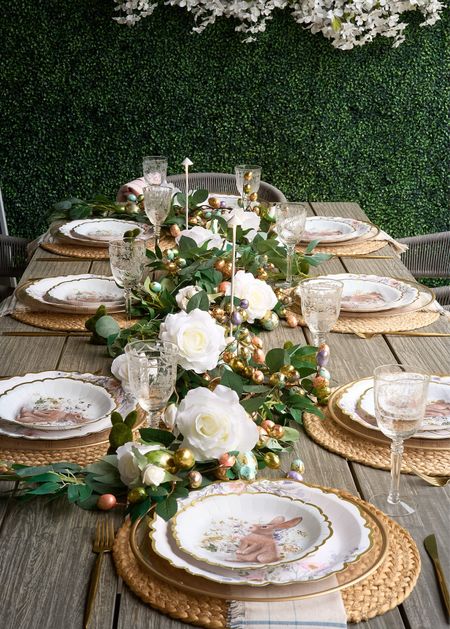 EASTER Brunch 🌸 A perfect excuse to set a beautiful outdoor table scape!

Adorable bunny paper plates dressed up with chargers and glassware for a brunch al fresco. Layer garland, Easter decor and stems and lighting for an easy centerpiece. 🌸

Easter table
Table scape
Easter decor
Walmart finds
Outdoor decor

#LTKSeasonal #LTKhome
