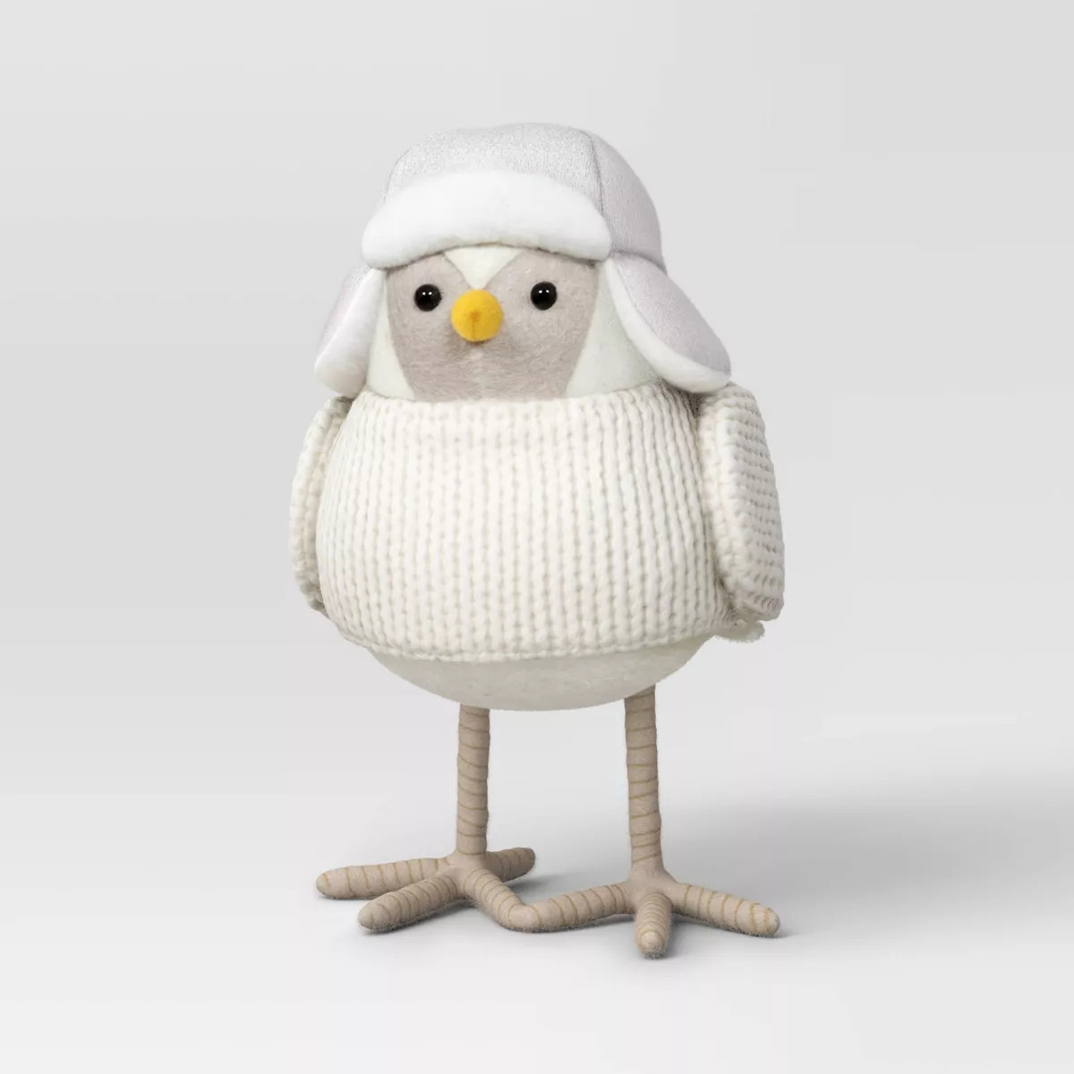 6.25" Featherly Friends Fabric Bird Christmas Figurine Wearing Gray Earflap Cap - Wondershop™ W... | Target