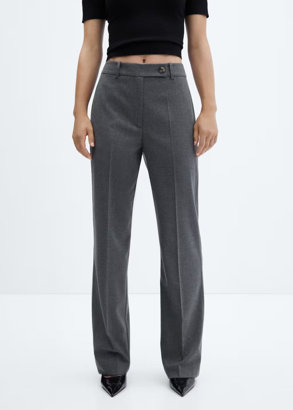 Straight trousers with side button -  Women | Mango USA | MANGO (US)