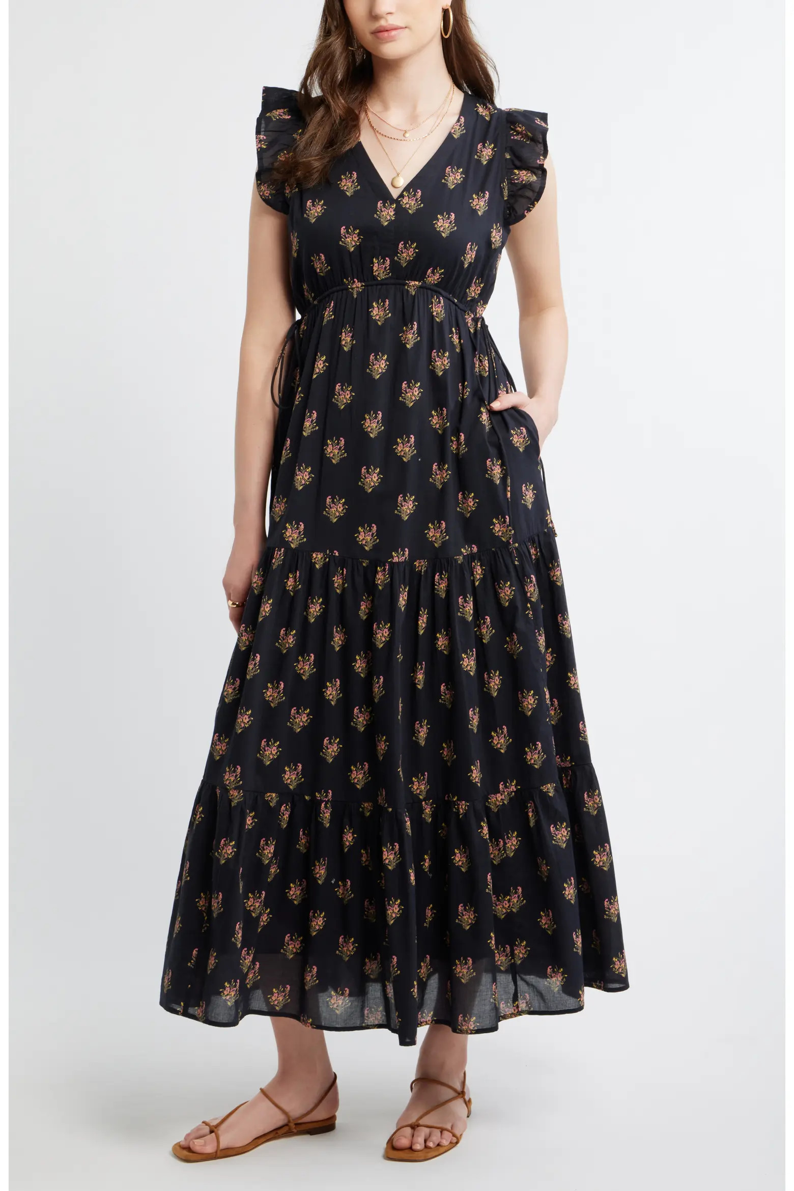 Floral Print Cotton Midi Dress (Women) | Nordstrom | Nordstrom