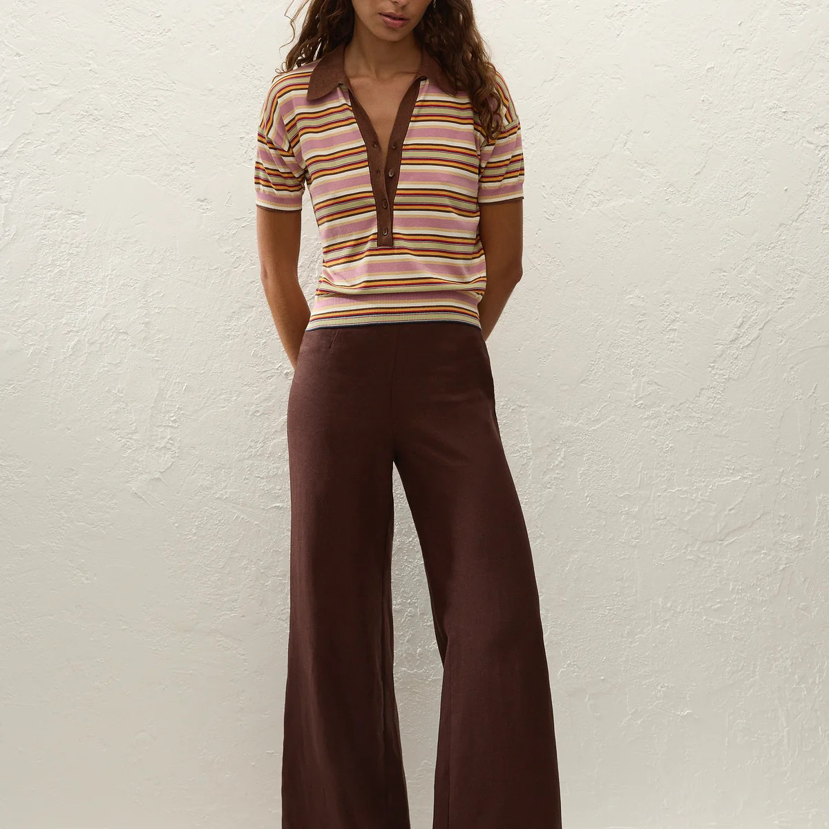 Sable Polo Shirt Luis Stripe Dusty Mauve | Faithfull (AU)