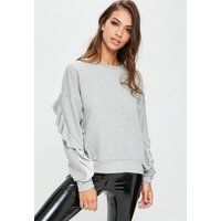 Grey Ruffle Detail Sweater | Missguided (US & CA)