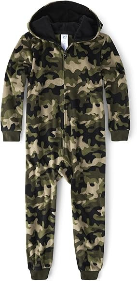 The Children's Place Boys' Long Sleeve Fleece Zip Up One Piece Pajama Seasonal | Amazon (US)