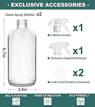 GMISUN Glass Spray Bottles for Cleaning Solutions, 16oz Reusable Spray Bottles for Cleaning Solut... | Amazon (US)
