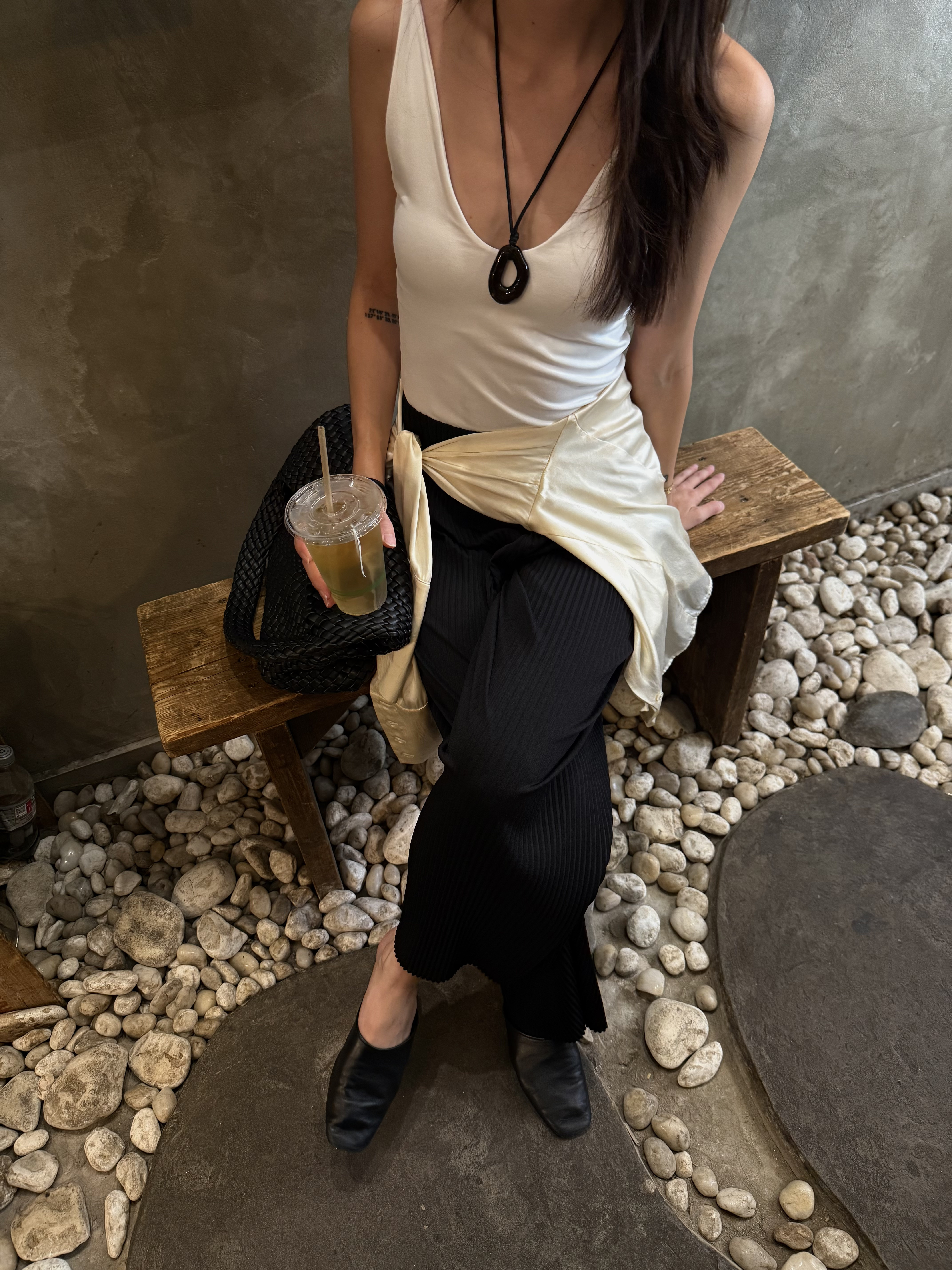 tea date - white tank & necklace: free people, pants: Uniqlo (old), shoes: everlane (old - linked similar), bag: melie bianco, waist top: orseund iris (old collection)

#LTKStyleTip #LTKItBag #LTKSaleAlert
