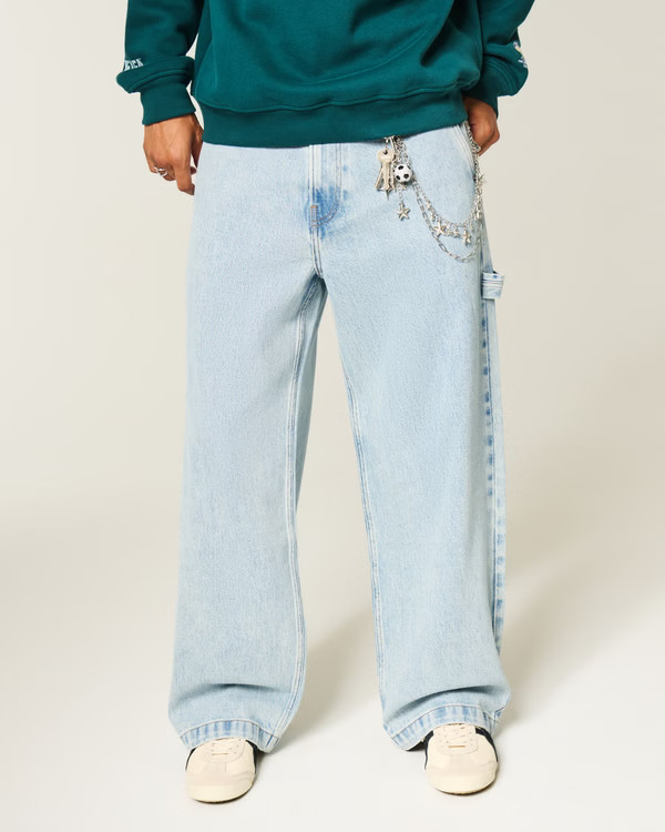 Medium Wash Super Baggy Painter Jeans | Hollister (US)
