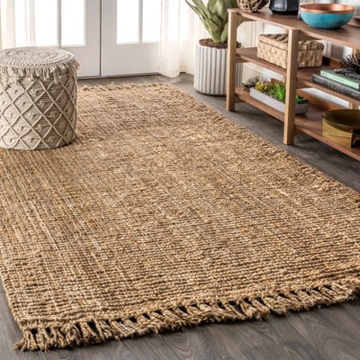 5'x8' Para Hand Woven Chunky Jute with Fringe Area Rug, Natural - JONATHAN Y | Target