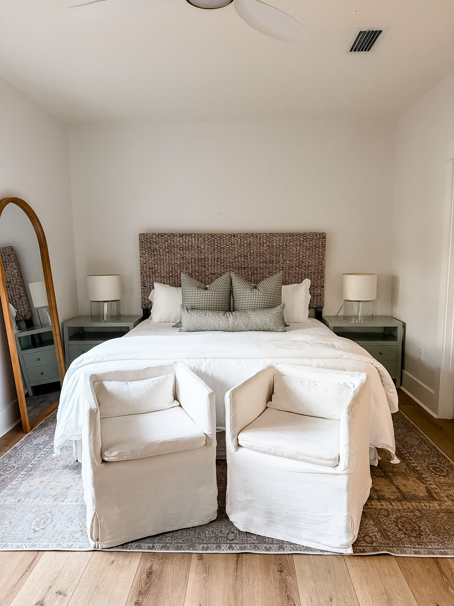 This is another one of the guest bedrooms in our beach house! The headboard, chairs, rug, and lamps are old, but I linked everything else!

Loverly Grey, beach house, home inspo, home decor, home finds, bedroom inspo 

 #LTKHome