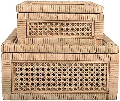 Amazon.com: Cane and Rattan Display Boxes with Glass Lid, Set of 2 : Everything Else | Amazon (US)