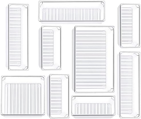 Kootek 9 Pcs Desk Drawer Organizer Trays 4-Size Bathroom Drawer Tray Dividers Plastic Vanity Orga... | Amazon (US)