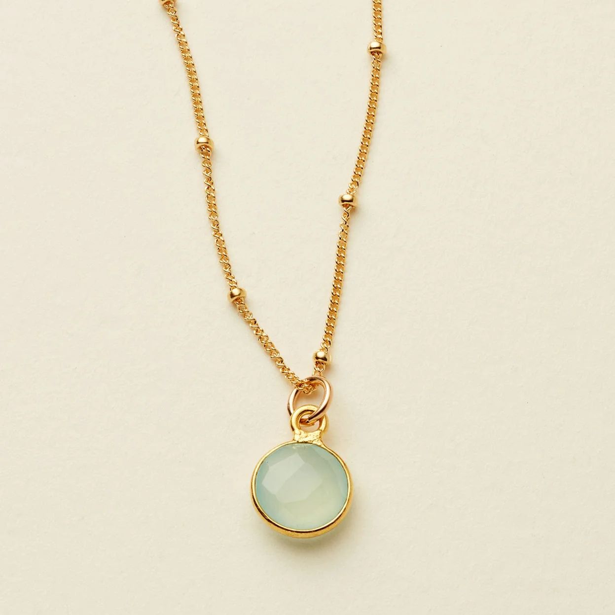 Made By Mary Dew Drop Gemstone Necklace | Chalcedony Gem, Gold Filled | Made by Mary (US)