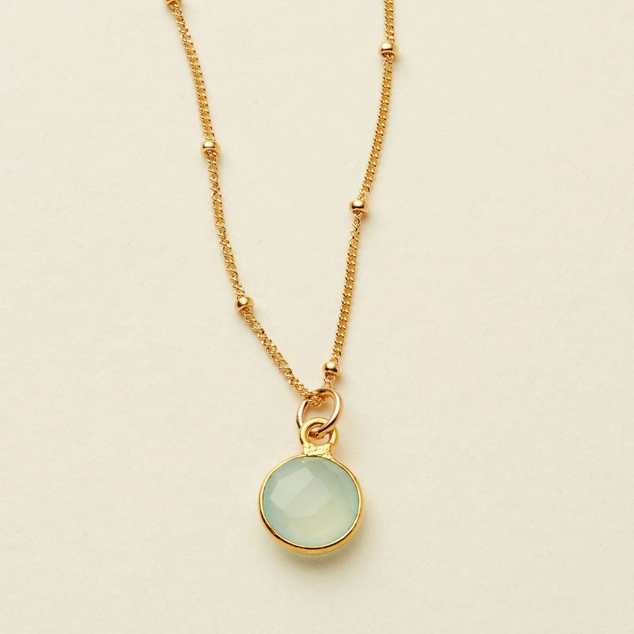 Made By Mary Dew Drop Gemstone Necklace | Chalcedony Gem, Gold Filled | Made by Mary (US)