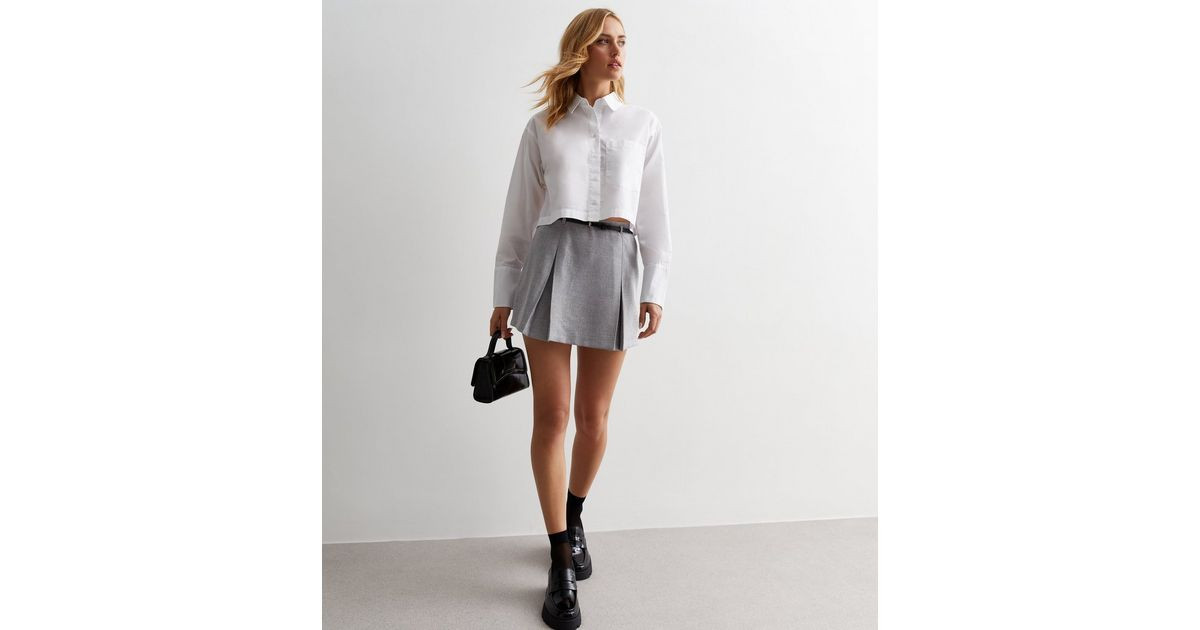 Grey Textured Belted Skort | New Look | New Look (UK)