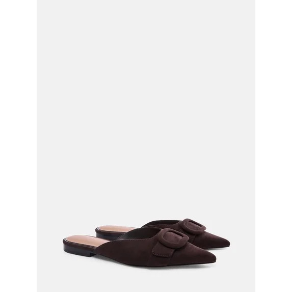 Free Assembly Women's Faux Suede Buckle Mules | Walmart (US)