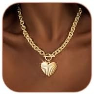 HERIER Cute Heart Necklace Dainty 18k Gold Plated Tiny Heart Pendant Choker Necklaces Small Gold ... | Amazon (US)