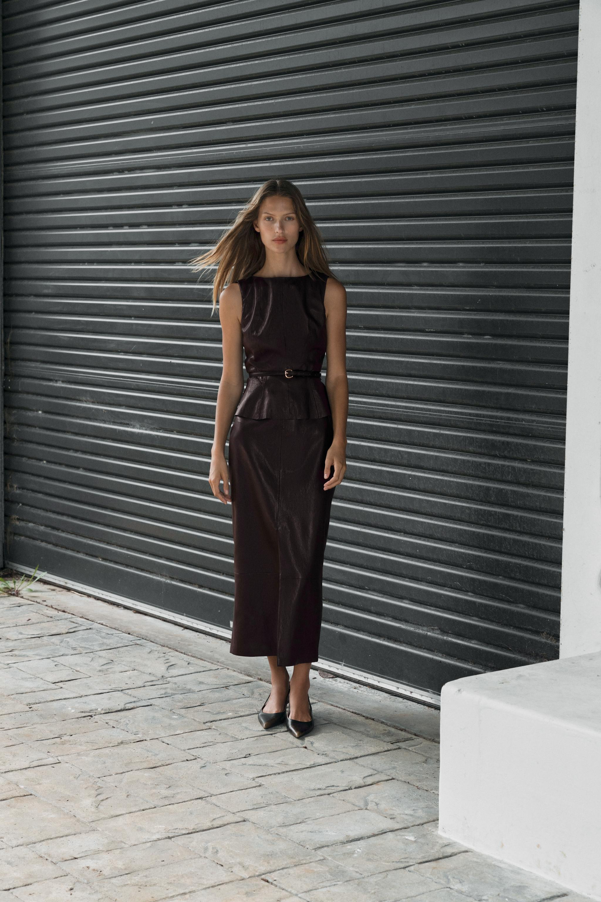 FAUX LEATHER MIDI SKIRT | Zara US