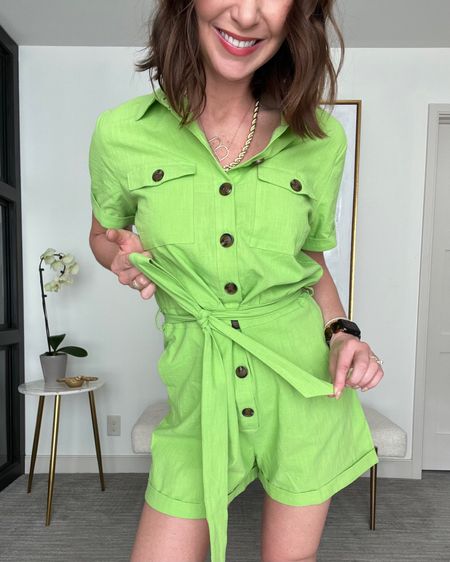 This romper is under $40 and comes in 17 colors. This is a medium pictured, and I will need to size down to a small. 
Pretty green color, but I bit too bright for me!!


#LTKtravel #LTKunder50 #LTKSeasonal