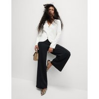 M&S Jersey Elasticated Waist Wide Leg Trousers Black | Marks & Spencer (UK)