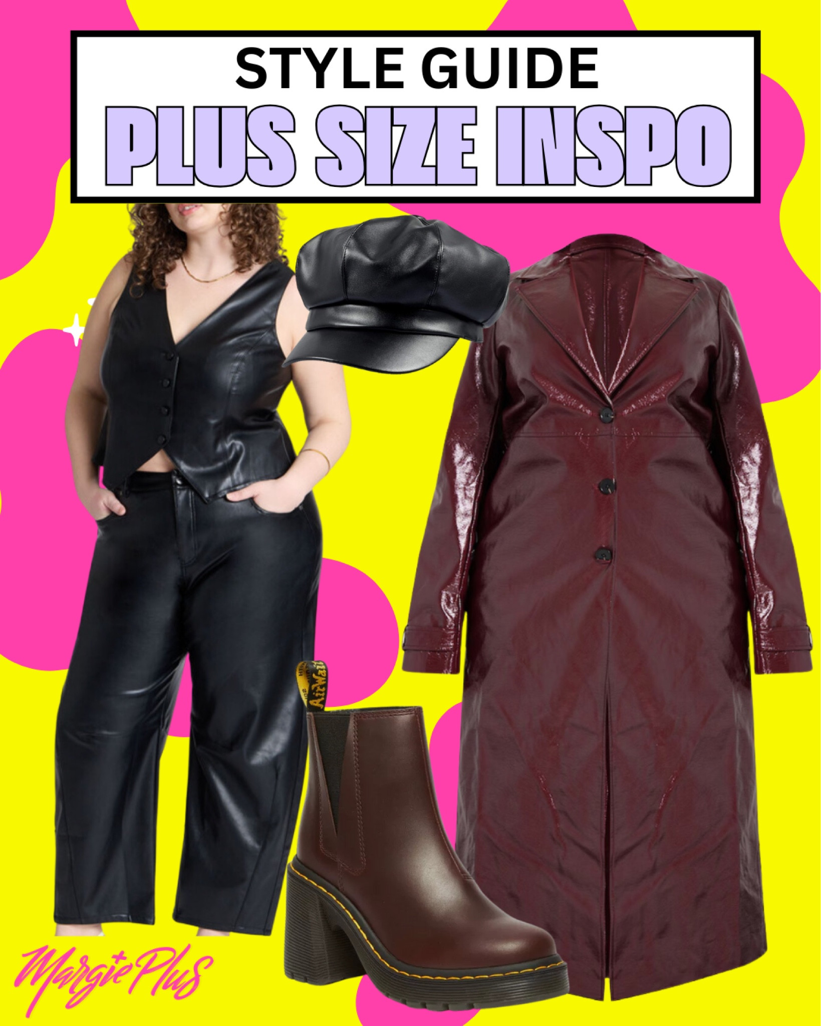 PLUS SIZE Style Inspo serving up this all faux leather fall look mixed with this cool berry colored patent trench ! Love the matching boots and 1970s baker by cap. #plussize #shopping 

#LTKSeasonal #LTKPlusSize #LTKStyleTip