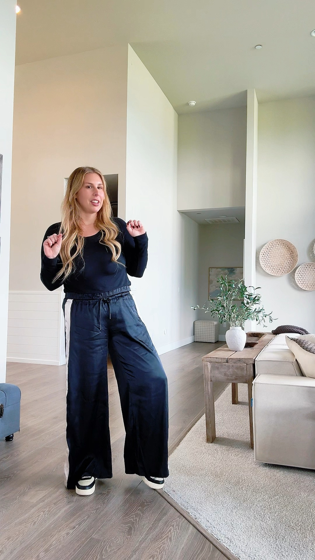 These shiny satin track pants are my favorite.  Just as comfy as leggings but I feel more put together. I am 5'9  and these are definitely long enough

#LTKMidsize #LTKTall #LTKActive