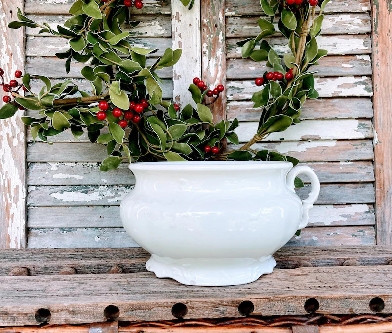 White Ironstone Pot K T K California Antique Ironstone Chamber Pot - Etsy | Etsy (US)