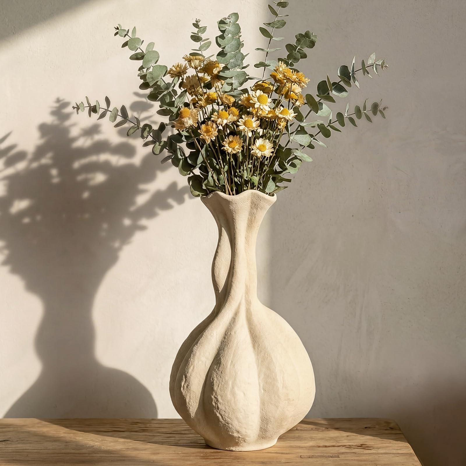 DOWAN Ceramic Flower Vase, 10" Decorative Pampas Vase for Home Decor, Modern Farmhouse Pottery Va... | Amazon (US)