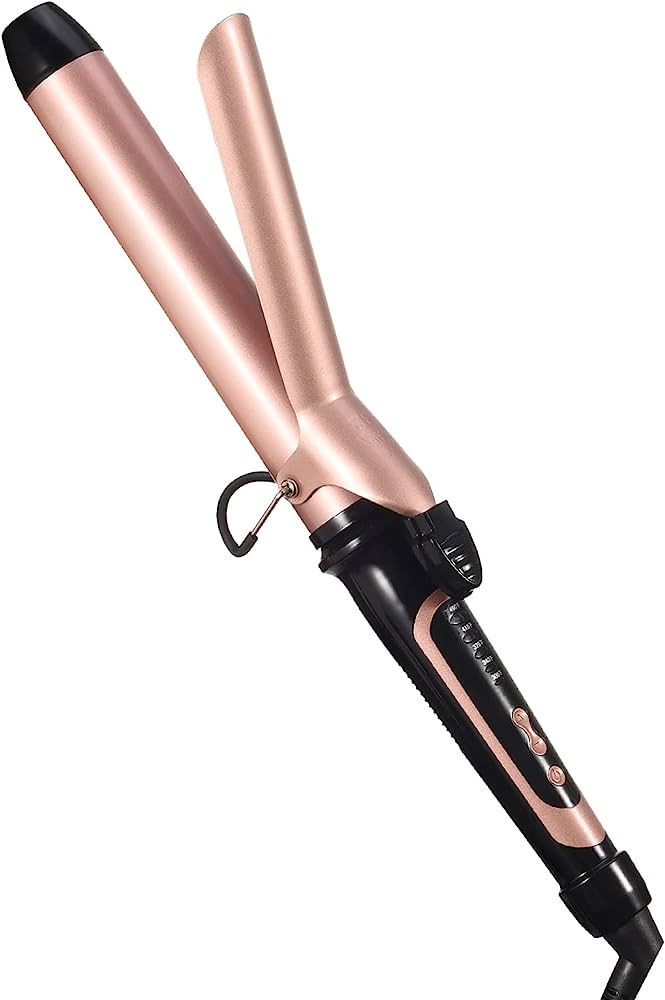 Lanvier 1.25 Inch Clipped Curling Iron with Extra Long Tourmaline Ceramic Barrel, Professional Ha... | Amazon (US)