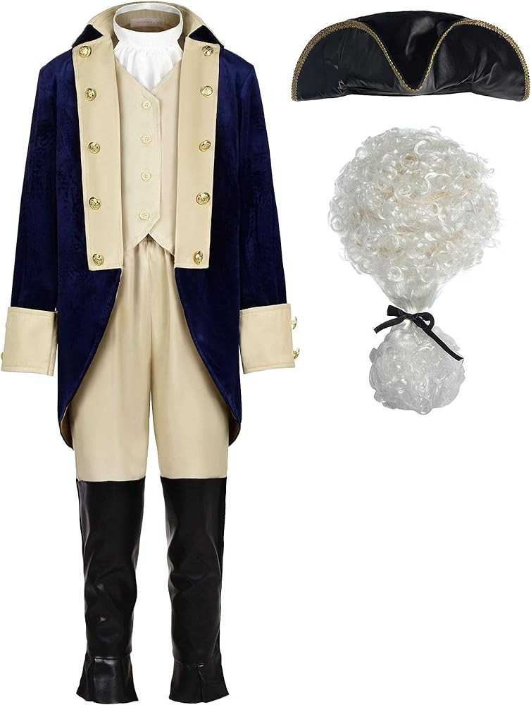 ReliBeauty Washington Costume Boys Hamilton American Colonial Uniform with Wig | Amazon (US)