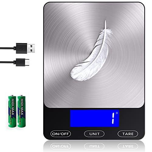 Food Scale -33lb Digital Kitchen Scale for Food Ounces Grams Rechargeable 304 Stainless Steel,Batteries and Type-C Charging | Perfect for Meal Prep, Cooking, and Baking, Black | Amazon (US)