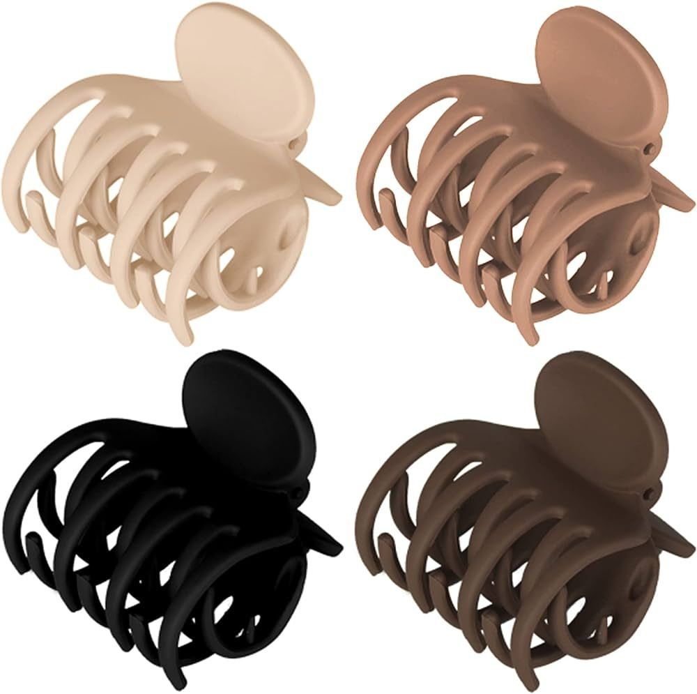 Vsiopy 4 Pack Medium Hair Clips for Thick Hair Non Slip Claw Clips, 1.6 Inch Small Hair Clips for... | Amazon (US)