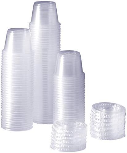 [100 Sets - 1 oz.] Plastic Disposable Portion Cups With Lids, Souffle Cups | Amazon (US)