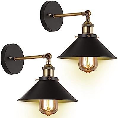 Wall Sconces 2-Pack JACKYLED UL Black Hardwire Industrial Vintage Wall Lamp Fixture Simplicity Br... | Amazon (US)